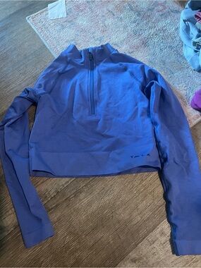 TALA Blue Cropped Half-Zip Pullover